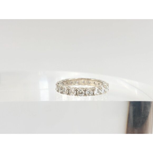 CZ Gemstone Lined Straight Shank Sterling Silver 925 Vintage Ring - sz 7 - Picture 3 of 12